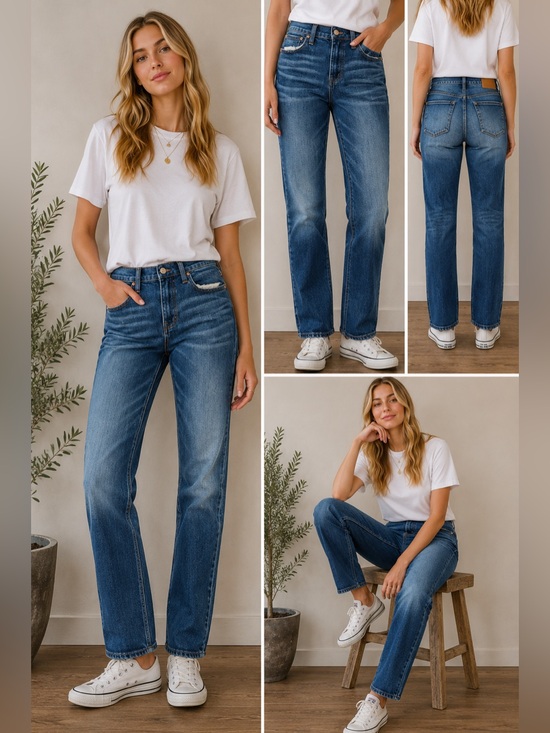Madewell Denim - Madewell The High-Rise Slim Boyjean Jeans Size 25 Med Wash Straight Leg Stretch